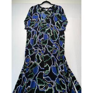Chico's Travelers Collection Dress, Black/Royal Blue, Size 4 (22/24)